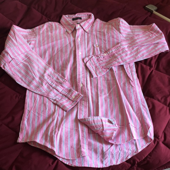 Women Pink & Blue Striped Polo Neck Rib Crop Top main image 1